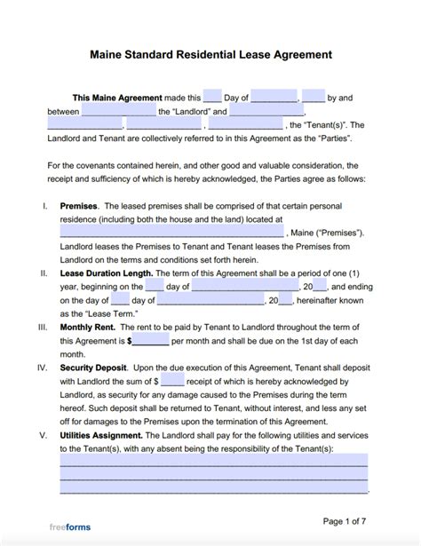 rental agreement form maine|Free Maine Rental Lease Agreements (6 Types)